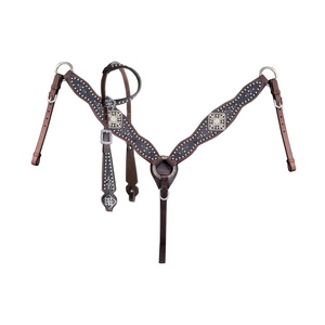 Newly Arrival 100% Genuine Leather Western Headstall & Breast Collar Set With <b>Stud</b> Work Manufacture Supplier Saman Exports - Product Image 6