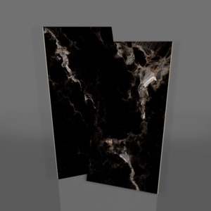 Carreaux de porcelaine effet marbre noir moderne 800x800mm, brillants et polis, pour sols et murs intérieurs, pour salon. - Product Image 1