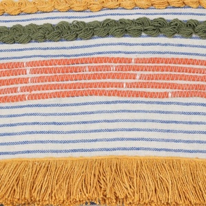 Funda de Cojín Decorativa para Sofá, Texturizada, Hecha a Mano, Estilo Boho, Azul y Naranja - Product Image 4