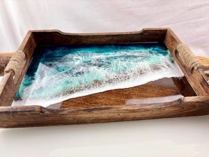 Handmade <b>Wooden</b> <b>Tray</b> with Colorful Resin Inlay for Decorative Serving and Gift Purposes Storage <b>Trays</b> - Product Image 3