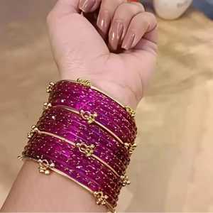 Most Demanding Pakistani Indian Churiyan Sets Women's Trendy Lightweight Wedding Wear Bridal Design Kashmiri <b>Bangles</b> Chudiyan - Product Image 3