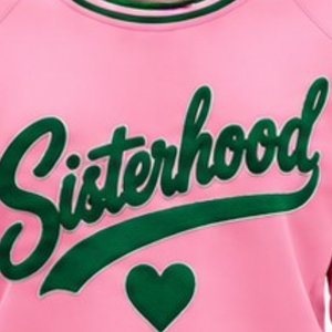 Pink Women Casual Crewneck <b>Sweatshirt</b> Sisterhood Graphic <b>Heart</b> Design Knitted Rib Trim Long Sleeve Pullover Custom Fashion - Product Image 5