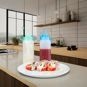450ml BPA-Free LDPE <b>Plastic</b> Sauce Bottle with Nozzle <b>Cap</b> Custom Squeeze Screen Printing Kitchen Use - Product Image 1