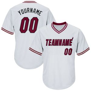 Maillot de baseball personnalisé blanc à col en V pour homme, manches courtes, impression du nom de l'équipe, vêtements de sport en polyester anti-humidité - Product Image 2