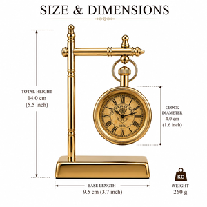 Horloge de bureau en laiton personnalisée de qualité supérieure, inspirée des montres de poche vintage, horloge décorative de bureau pour la maison, le bureau et les cadeaux - Product Image 3