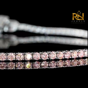 Pink Lab Grown Diamond Tennis Bracelet Fancy Pink Eternity Link Bracelet 9K 14K 18K <b>Solid</b> <b>Gold</b> Fine Jewelry - Product Image 6