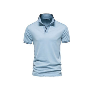 เสื้อโปโลถักไหมพรมสีพื้นเรียบง่าย สไตล์พื้นฐาน กระดุมติด ผ้าฝ้าย 100% แขนสั้น เสื้อสเวตเตอร์ผู้ชาย - Product Image 4
