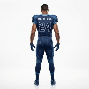 Ensemble de maillot et pantalon rembourrés de football américain bleu marine personnalisé pour hommes, vêtements d'équipe sportive - Product Image 2