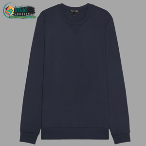 Sweat-shirt à col rond pour homme en coton lourd respirant bleu marine avec logo personnalisé - Product Image 2