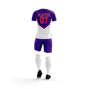 Ensemble de maillots et shorts de football personnalisés pour hommes, imprimés par transfert thermique, 100% polyester, antibactériens, respirants, séchage rapide, uniformes de football - Product Image 3
