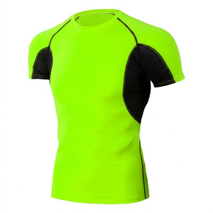 Wholesale Custom Short Sleeve Rash Guard Men Low MOQ Moisture Wicking <b>Compression</b> <b>Shirt</b> High Elastic Gym Base Layer Tops - Product Image 3