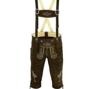 Lederhosen de cuero rústico bávaro para hombre, color marrón oscuro, tallas europeas 46 a 62 - Product Image 1