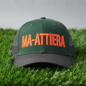 Casquette de camionneur verte pour homme avec logo brodé orange personnalisé, dos en maille, casquette de baseball ajustable, streetwear - Product Image 5