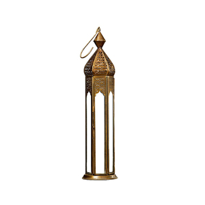 <b>Brass</b> <b>Lantern</b> With Embossed Glass Panels Intricate Cutout Design Handmade Durable Home Decoration Candle Holder - Product Image 4