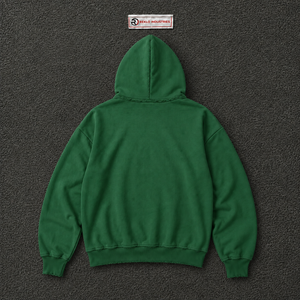 เสื้อฮู้ดโอเวอร์ไซส์สีเขียวพิมพ์ลายกราฟิกพร้อมตัวอักษรสีเหลือง สไตล์สตรีทแวร์ เสื้อพูลโอเวอร์แบบสวมหัว ยูนิเซ็กส์ แฟชั่นลำลอง เสื้อฮู้ดสำหรับผู้ชาย - Product Image 6