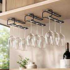 Estante para Copas de Vino Cromado para Debajo del Gabinete, Moderno Soporte Metálico Colgante para Copas - Product Image 2