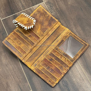 Cartera plegable de piel de vaca de diseño personalizado a la moda para mujer, Cartera de mano con tarjetero de cuero genuino de gran capacidad - Product Image 6