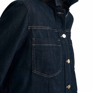 Women Denim Trucker Jacket Full Sleeve Turn-down Collar Solid <b>Black</b> <b>Button</b> Closure Autumn Wear - Product Image 6