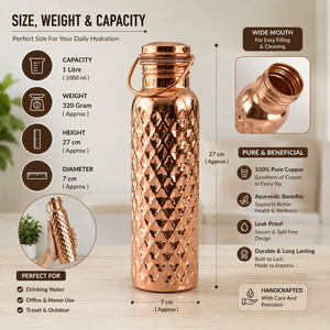 Pure Copper <b>Water</b> <b>Bottle</b> Leakproof Reusable Drinking <b>Bottle</b> with Carry Handle Ayurvedic Copper Drinkware for Wholesale <b>Bulk</b> - Product Image 5