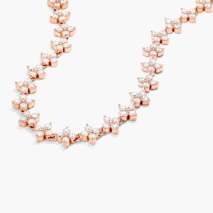 Rose Gold Blossom Lab-Grown Diamond Tennis <b>Necklace</b> Women's Luxury Filled - Product Image 3