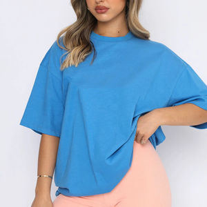 Camiseta Extra Grande de Algodón Súper Suave para Mujer, Cuello Redondo Informal, Hombros Caídos, Camiseta Deportiva Holgada para Mujer - Product Image 3