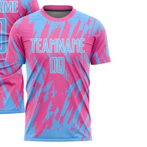 Camiseta de fútbol abstracta rosa y azul, camiseta de fútbol de manga corta, ropa deportiva ligera, transpirable, de secado rápido, para partidos de entrenamiento - Product Image 2