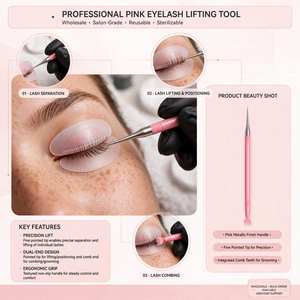 Herramientas de Belleza, Herramientas Profesionales para Lifting de Pestañas de Color Rosa con Peine Pequeño, Venta al por Mayor, Acero Inoxidable de Alta Calidad - Product Image 4