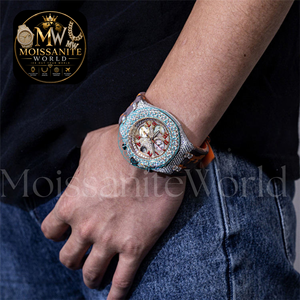 Luxury Limited Edition <b>Men's</b> Quartz Analog <b>Watch</b> Full Pave VVS Moissanite Stones Stainless Steel Chronograph <b>Watch</b> <b>For</b> Party - Product Image 5