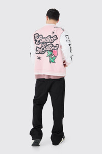 Customized College University <b>Wool</b> Sleeve <b>Quilted</b> Winter Streetwear Bomber Baseball Jacket with Front Logo for Men - Product Image 2