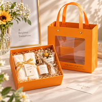 Ensemble de boîte cadeau personnalisée et sac fourre-tout avec fenêtre en PVC, emballage cadeau en papier de luxe pour mariage, cadeau d'anniversaire, vente en gros