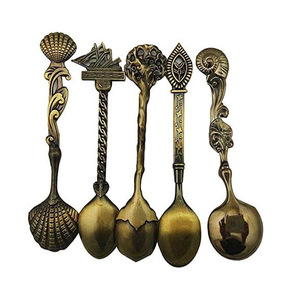 Cucharas de latón: juego de servir para bar o postres, las más vendidas con formas de girasol, hoja, piña y estrella. - Product Image 4