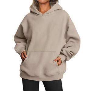 Sudadera con Capucha Extra Grande para Mujer, Color Sólido, Manga Larga, con Bolsillos, Ropa Casual de Otoño, Tejido de Felpa - Product Image 4