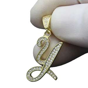 Colgante de Moissanita con Letra Y al por Mayor, de Plata de Ley 925, con Incrustaciones de Diamantes, sin Cadena, Ideal para Regalo - Product Image 1