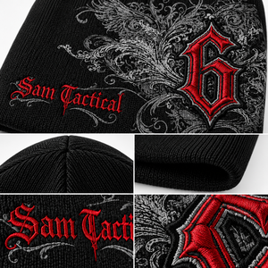 Custom Logo Jacquard Rib <b>Knit</b> Cuffed <b>Beanie</b> Ribbed <b>Knit</b> <b>Beanie</b> with Custom Embroidered Logo Winter Cuffed <b>Knit</b> <b>Beanie</b> Hat - Product Image 5