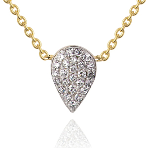 Collier pendentif de luxe en or 18 carats avec diamants, breloques en forme de poire et goutte d'eau, pour femme, à porter au quotidien - Product Image 2