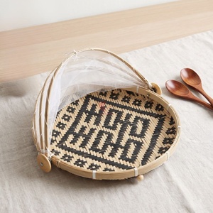 Panier de couverture alimentaire en bambou tressé à la main, pliable, en filet, idéal pour les repas en extérieur et la cuisine – Meilleures ventes - Product Image 2