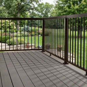 Barandilla Moderna de Metal Negro para Terraza con Barras Verticales, Pasamanos de Seguridad Resistente para Exteriores, para Balcón, Patio y Terrazas de Jardín - Product Image 6