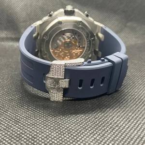 นาฬิกาควอตซ์หรูหราประดับเพชรโมอิสซาไนต์ VVS1 ทรงเหลี่ยมบริลเลียนท์ แฟชั่นธุรกิจ ฮิปฮอป สายโลหะผสมประดับเพชร - Product Image 5