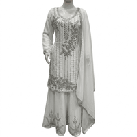 Ensemble robe femme FAMUCAAS avec broderie à la main, salwar/plazo/sharara en georgette rose pour mariage, fête, vêtements ethniques