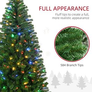 6FT Slim Prelit Christmas <b>Tree</b> with Warm White or Colorful <b>LED</b> Lights Auto Open Christmas Decorations - Product Image 5