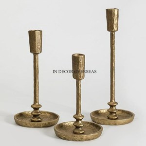 High Gold Plated <b>Brass</b> <b>Candlestick</b> Holder Set of 2 Hammered Texture Antique Finish Home Decoration Wall Mount Durable From India - Product Image 6