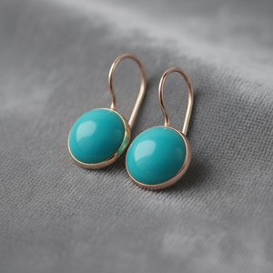 Pendientes de Turquesa Natural Sleeping Beauty, Plata de Ley 925, Chapados en Oro de 14K, Elegantes y Delicados, Joyería de Diciembre - Product Image 6