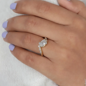 Elegant Marquise Cut Diamond Engagement <b>Ring</b> in Solid Yellow Gold VintageInspired <b>Dainty</b> Bridal <b>Ring</b> with Slim Band Promise <b>Ring</b> - Product Image 2