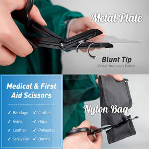 กรรไกรตัดผ้าพันแผล Trauma Shears ชุด 4 ชิ้น ขนาด 7.5 นิ้ว สำหรับ EMT และการแพทย์ เกรดทางการแพทย์ กรรไกรปฐมพยาบาลขนาดใหญ่ สีดำ เคลือบฟลูออไรด์ - Product Image 3