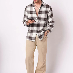Wholesale Price Custom Made Winter Warm Breathable Casual <b>Brushed</b> Flannel Shirts 100% Cotton Made Trendy Style Men Button Shirt - Product Image 2
