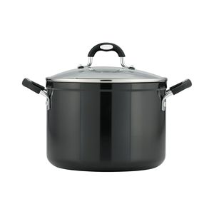 Marmite à fond épais antiadhésive de 8 Qt (5 L) en acier gris pour restaurants - Product Image 2