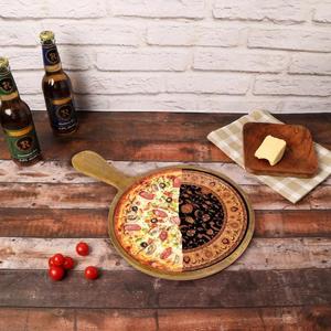 Planche de service durable en bois de manguier avec impression émaillée, plateau à fromage fait main avec poignée, plateau artisanal, pour la maison, le camping et les outils à pizza - Product Image 5