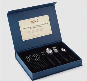 Minimalist Cutlery Set With Black <b>Plastic</b> Handles Stainless Steel <b>Mirror</b> Polish Dishwasher Safe For Catering Events And Cafe - Product Image 4