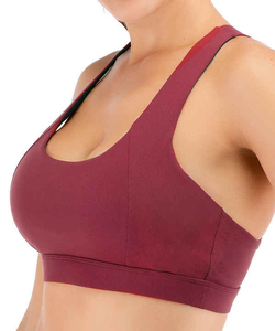 เสื้อชั้นในกีฬาไร้ตะเข็บสำหรับผู้หญิง แบบ Racerback รองรับน้ำหนักเบา เหมาะสำหรับออกกำลังกาย โยคะ วิ่ง ผลิตจากผ้าสแปนเด็กซ์/ไนลอน สีพื้น คอวี - Product Image 6