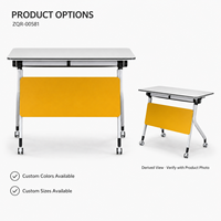 Table de formation mobile avec panneau de discrétion jaune et roulettes, plateau gris clair pour bureaux, salles de réunion et espaces d'apprentissage